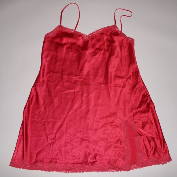 Victoria's Secret Red Slip Dress With Lace Trim And A Slit - Picture 1 of 5